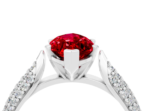 White gold Marquise Cut Diamond Solitaire Engagement Ring with Pavé Band and Four-Prong Setting_4