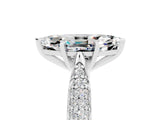 White gold Marquise Cut Diamond Solitaire Engagement Ring with Pavé Band and Four-Prong Setting_5