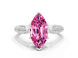 White gold Marquise Cut Diamond Solitaire Engagement Ring with Pavé Band and Four-Prong Setting