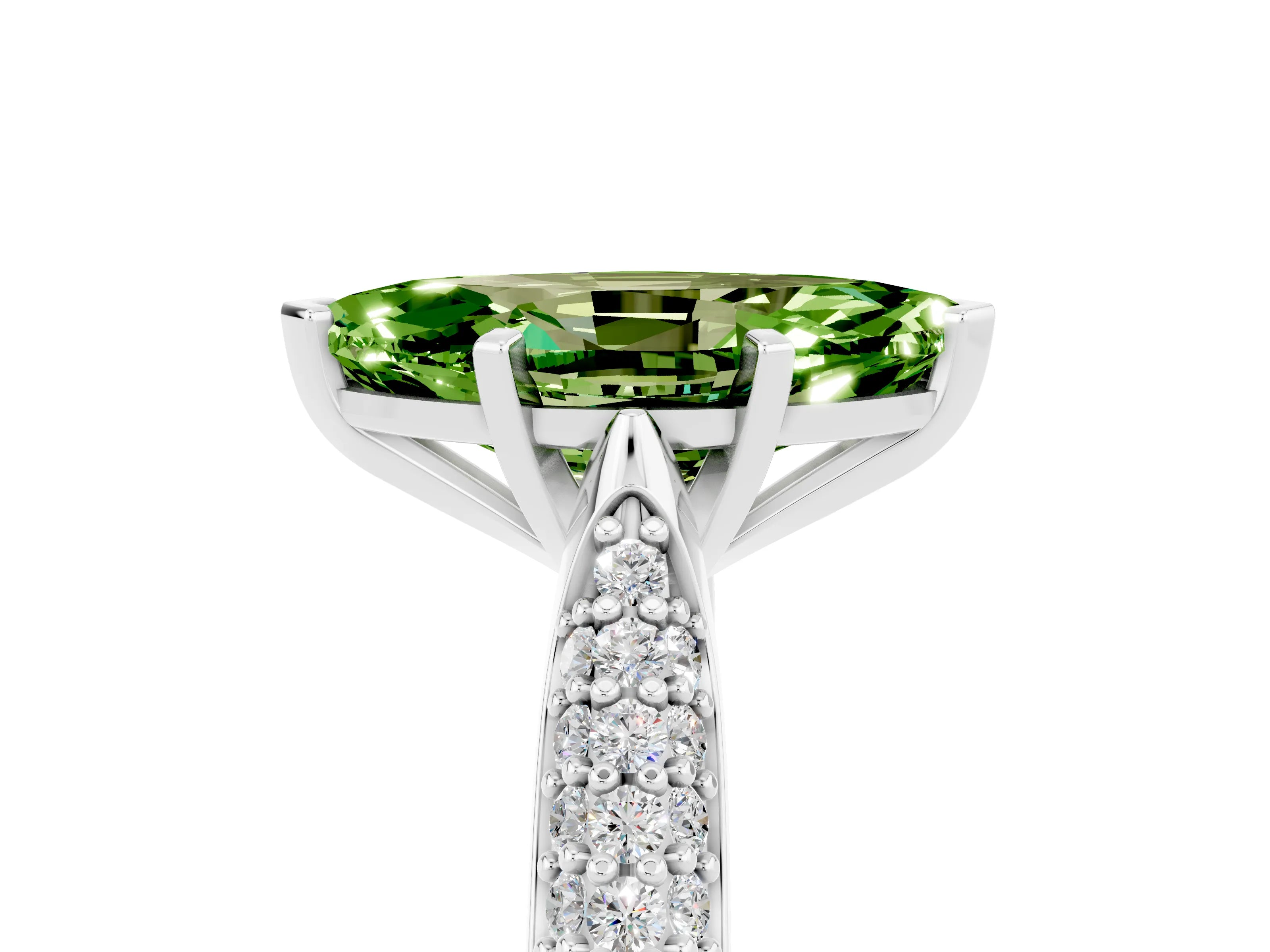 White gold Marquise Cut Diamond Solitaire Engagement Ring with Pavé Band and Four-Prong Setting_5