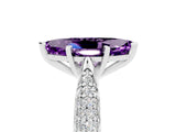 White gold Marquise Cut Diamond Solitaire Engagement Ring with Pavé Band and Four-Prong Setting_5