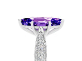 White gold Marquise Cut Diamond Solitaire Engagement Ring with Pavé Band and Four-Prong Setting_5