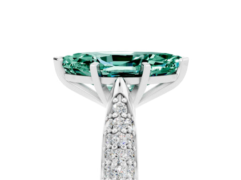 White gold Marquise Cut Diamond Solitaire Engagement Ring with Pavé Band and Four-Prong Setting_5