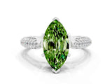 White gold Marquise Cut Diamond Solitaire Engagement Ring with Pavé Band and Four-Prong Setting