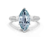 White gold Marquise Cut Diamond Solitaire Engagement Ring with Pavé Band and Four-Prong Setting
