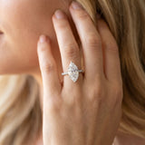 White gold Marquise Cut Diamond Solitaire Engagement Ring with Pavé Band and Prong Setting_66