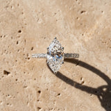 White gold Marquise Cut Diamond Solitaire Engagement Ring with Pavé Band and Prong Setting_67