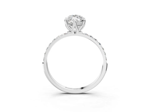 White gold Marquise Cut Diamond Solitaire Engagement Ring with Round with Moissanite side stone Pavé Band and Prong Setting_15