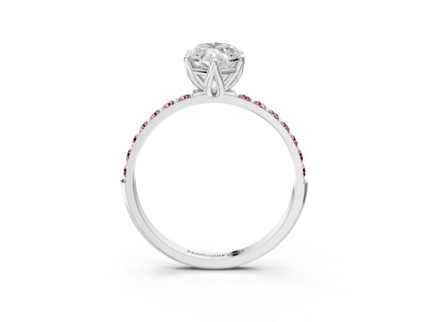 White gold Marquise Cut Diamond Solitaire Engagement Ring with Round with Morganite side stone Pavé Band and Prong Setting_15