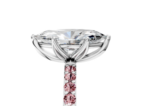 White gold Marquise Cut Diamond Solitaire Engagement Ring with Round with Morganite side stone Pavé Band and Prong Setting_29
