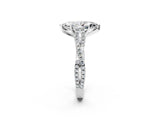 White gold Marquise Cut Diamond Solitaire Engagement Ring with Twisted Pavé Band and Four-Prong Setting_101