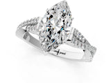 White gold Marquise Cut Diamond Solitaire Engagement Ring with Twisted Pavé Band and Four-Prong Setting_69