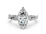 White gold Marquise Cut Diamond Solitaire Engagement Ring with Twisted Pavé Band and Four-Prong Setting_99