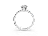 White gold Marquise Cut Diamond Solitaire Pavé Engagement Ring with Round Band and Prong Setting_101