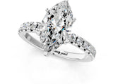 White gold Marquise Cut Diamond Solitaire Pavé Engagement Ring with Round Band and Prong Setting_15