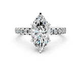 White gold Marquise Cut Diamond Solitaire Pavé Engagement Ring with Round Band and Prong Setting_50