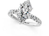 White gold Marquise Cut Diamond Solitaire Pavé Engagement Ring with Round Band and Prong Setting_51
