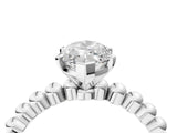 White gold Marquise Cut Diamond Solitaire Ring with Beaded Band and Prong Setting_322