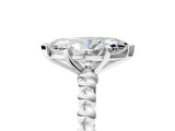 White gold Marquise Cut Diamond Solitaire Ring with Beaded Band and Prong Setting_324