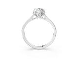 White gold Marquise Cut Diamond Solitaire Ring with Flower Prong Setting and Classic Band_361