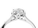 White gold Marquise Cut Diamond Solitaire Ring with Flower Prong Setting and Classic Band_394