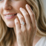 White gold Marquise Cut Diamond Solitaire Ring with Flower Prong Setting and Classic Band_404