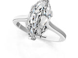 White gold Marquise Cut Diamond Solitaire Ring with Flower Prong Setting and Classic Band_66