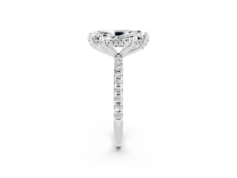 White gold Marquise Cut Diamond Solitaire Ring with Four-Prong Setting and Pavé Band_14