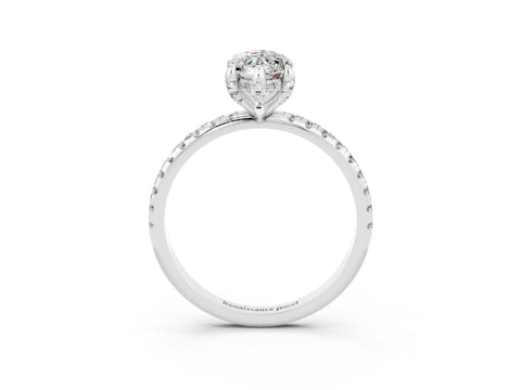 White gold Marquise Cut Diamond Solitaire Ring with Four-Prong Setting and Pavé Band_15