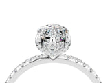 White gold Marquise Cut Diamond Solitaire Ring with Four-Prong Setting and Pavé Band_16