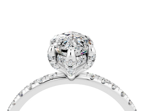 White gold Marquise Cut Diamond Solitaire Ring with Four-Prong Setting and Pavé Band_16