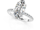 White gold Marquise Cut Diamond Solitaire Ring with Four-Prong Setting and Pavé Band_19