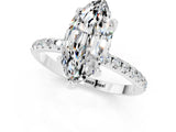 White gold Marquise Cut Diamond Solitaire Ring with Four-Prong Setting and Pavé Band_1