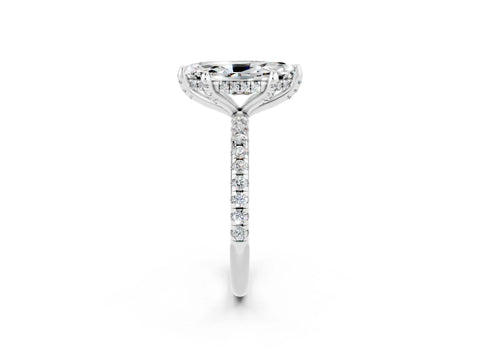 White gold Marquise Cut Diamond Solitaire Ring with Four-Prong Setting and Pavé Band_20