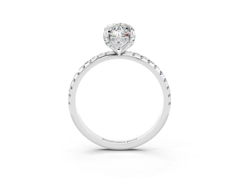 White gold Marquise Cut Diamond Solitaire Ring with Four-Prong Setting and Pavé Band_21