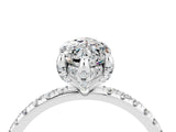 White gold Marquise Cut Diamond Solitaire Ring with Four-Prong Setting and Pavé Band_22