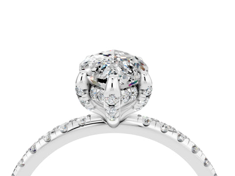 White gold Marquise Cut Diamond Solitaire Ring with Four-Prong Setting and Pavé Band_22