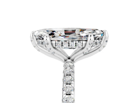 White gold Marquise Cut Diamond Solitaire Ring with Four-Prong Setting and Pavé Band_23