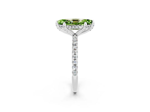 White gold Marquise Cut Diamond Solitaire Ring with Four-Prong Setting and Pavé Band_2