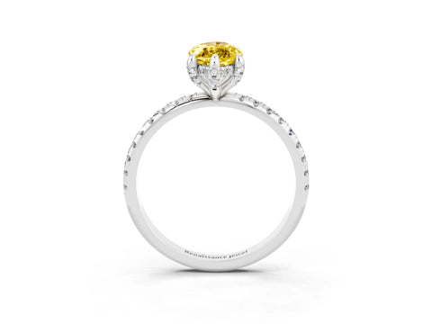 White gold Marquise Cut Diamond Solitaire Ring with Four-Prong Setting and Pavé Band_3