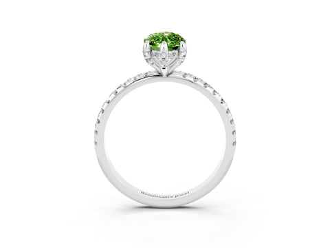 White gold Marquise Cut Diamond Solitaire Ring with Four-Prong Setting and Pavé Band_3