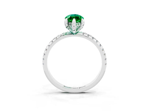 White gold Marquise Cut Diamond Solitaire Ring with Four-Prong Setting and Pavé Band_3