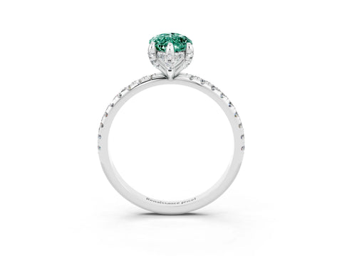 White gold Marquise Cut Diamond Solitaire Ring with Four-Prong Setting and Pavé Band_3