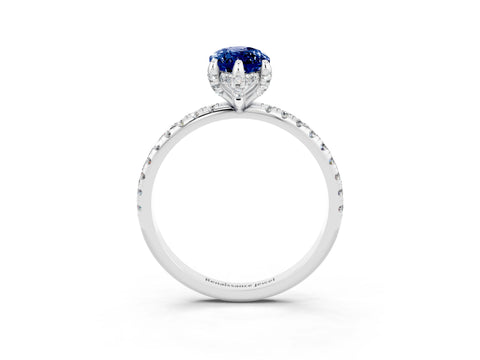 White gold Marquise Cut Diamond Solitaire Ring with Four-Prong Setting and Pavé Band_3