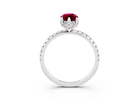 White gold Marquise Cut Diamond Solitaire Ring with Four-Prong Setting and Pavé Band_3