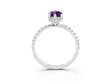 White gold Marquise Cut Diamond Solitaire Ring with Four-Prong Setting and Pavé Band_3