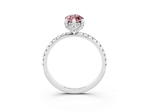 White gold Marquise Cut Diamond Solitaire Ring with Four-Prong Setting and Pavé Band_3