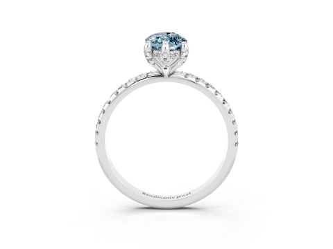 White gold Marquise Cut Diamond Solitaire Ring with Four-Prong Setting and Pavé Band_3