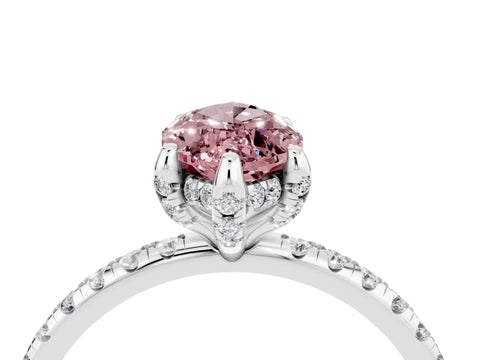 White gold Marquise Cut Diamond Solitaire Ring with Four-Prong Setting and Pavé Band_4