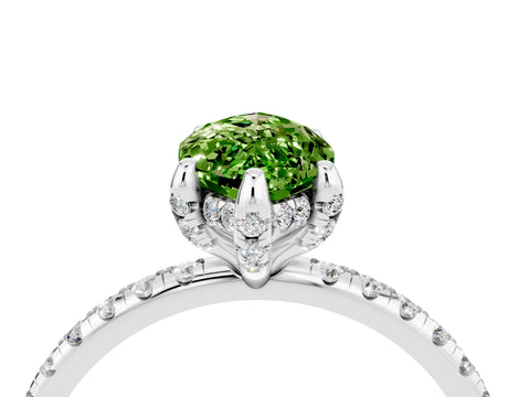 White gold Marquise Cut Diamond Solitaire Ring with Four-Prong Setting and Pavé Band_4